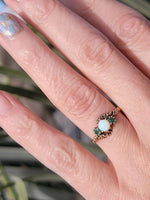 10ct gold emerald & opal antique Victorian ring