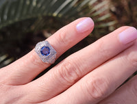 Platinum Art Deco style blue Sapphire & Diamond Ring