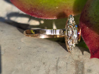 18k gold two tone PINK tourmaline & diamond estate ring