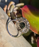 platinum green sapphire and diamond estate antique ring