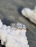 14k gold two tone diamond Deco estate engagement ring
