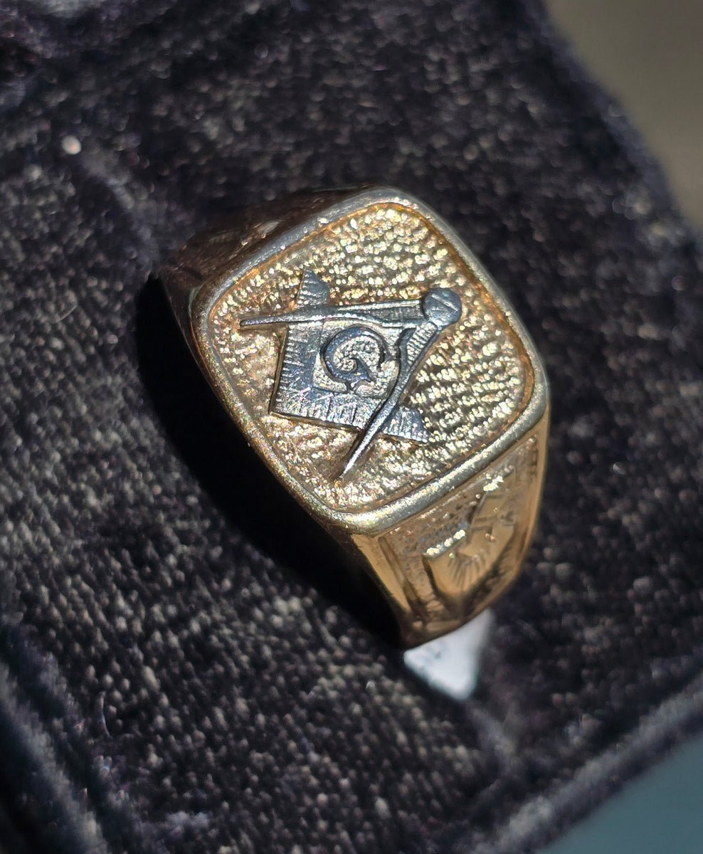 10k gold two tone vintage Deco Masonic Freemason Ring – Rambling Rose