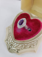 Vintage Amethyst & Mine Cut Diamond Ring
