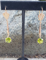 18k gold peridot estate dangle earrings