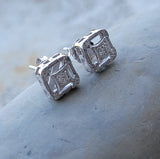 14k white gold filigree diamond studs earrings - .08ct tw