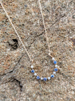 10k gold horseshoe pearl & sapphire necklace pendant