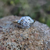 platinum & 14k gold two tone Art Deco c.1920's diamond engagement ring - apx .54ct tw
