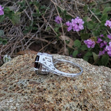 Platinum Art Deco Garnet filigree Ring