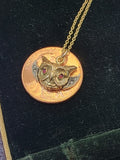 10k gold & silver Victorian ruby OWL pendant necklace charm