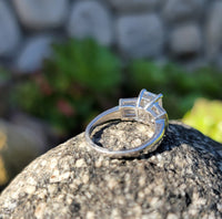 Platinum 2.26ct emerald cut diamond estate engagement ring