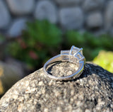 Platinum 2.26ct emerald cut diamond estate engagement ring