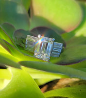 Platinum 2.26ct emerald cut diamond estate engagement ring
