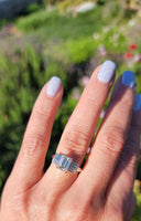 Platinum 2.26ct emerald cut diamond estate engagement ring