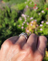 Platinum 2.26ct emerald cut diamond estate engagement ring