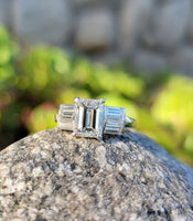 Platinum 2.26ct emerald cut diamond estate engagement ring