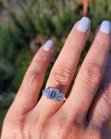 Platinum 2.26ct emerald cut diamond estate engagement ring