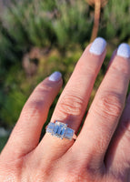 Platinum 2.26ct emerald cut diamond estate engagement ring