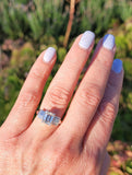 Platinum 2.26ct emerald cut diamond estate engagement ring