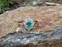 18ct gold emerald & rose cut diamond antique Victorian ring