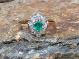 18ct gold emerald & rose cut diamond antique Victorian ring