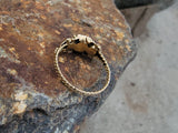 15ct gold chrysolite & amethyst estate Georgian ring