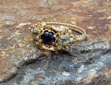 15ct gold chrysolite & amethyst estate Georgian ring