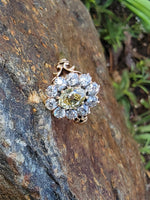 14k Victorian - Edwardian fancy yellow diamond mine cut halo ring - GIA