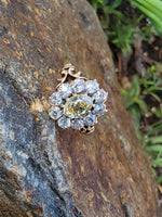 14k Victorian - Edwardian fancy yellow diamond mine cut halo ring - GIA