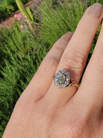 14k Victorian - Edwardian fancy yellow diamond mine cut halo ring - GIA