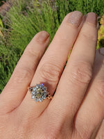 14k Victorian - Edwardian fancy yellow diamond mine cut halo ring - GIA