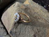 14k Victorian - Edwardian fancy yellow diamond mine cut halo ring - GIA