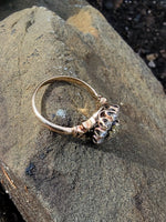 14k Victorian - Edwardian fancy yellow diamond mine cut halo ring - GIA