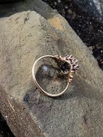 14k Victorian - Edwardian fancy yellow diamond mine cut halo ring - GIA