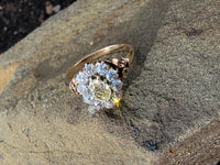 14k Victorian - Edwardian fancy yellow diamond mine cut halo ring - GIA