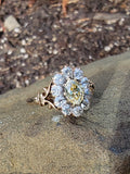 14k Victorian - Edwardian fancy yellow diamond mine cut halo ring - GIA