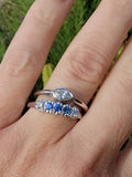 14k white gold diamond & blue sapphire stackable wedding band