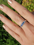 14k white gold diamond & blue sapphire stackable wedding band
