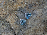 14k white gold Aquamarine studs