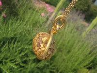 14k gold & BIG Natural Nugget movable estate pendant necklace