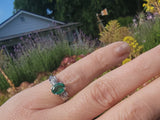 10k white gold emerald & diamond estate ring