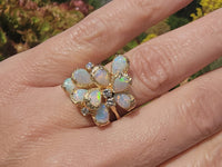 14k gold opal & diamond cluster estate cocktail ring