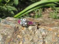 14k gold two tone vintage diamond & ruby engagement wedding ring