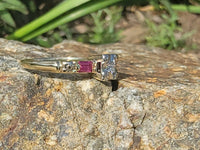 14k gold two tone vintage diamond & ruby engagement wedding ring