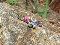 14k gold two tone vintage diamond & ruby engagement wedding ring
