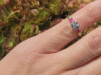 14k gold two tone vintage diamond & ruby engagement wedding ring