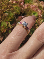14k gold two tone vintage diamond & ruby engagement wedding ring