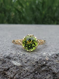 14k gold c.1920's c.1930's filigree solitaire peridot ring