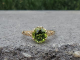 14k gold c.1920's c.1930's filigree solitaire peridot ring