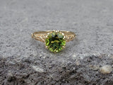 14k gold c.1920's c.1930's filigree solitaire peridot ring