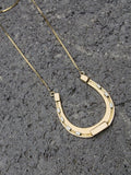 14k gold two tone horse shoe antique necklace pendant